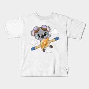 Cute koala pilot on a plane Kids T-Shirt